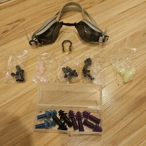 Aquatics Swimming Accessories - Goggles, Nose Clip & 9 Sets Of Ear Plugs